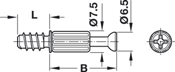 kopplingsskruv, S200, reducerat mellanrum, system Minifix<sup>®</sup>, för borrhåls-Ø: 5 mm