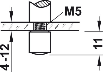 relingshållare, Hyllrelingssystem, För 1 relingsstång 6 mm, Ändstötta