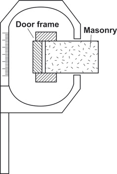 skjutmått, för enkel mätning av väggtjockleken vid inbyggda dörrkarmar