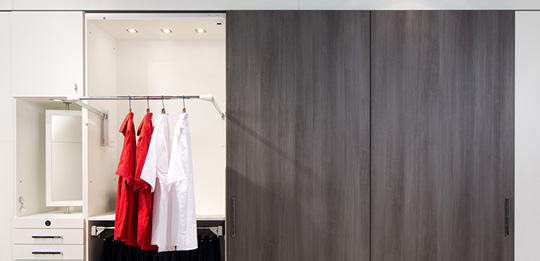 Always there: the clothes lift also makes high cabinets accessible