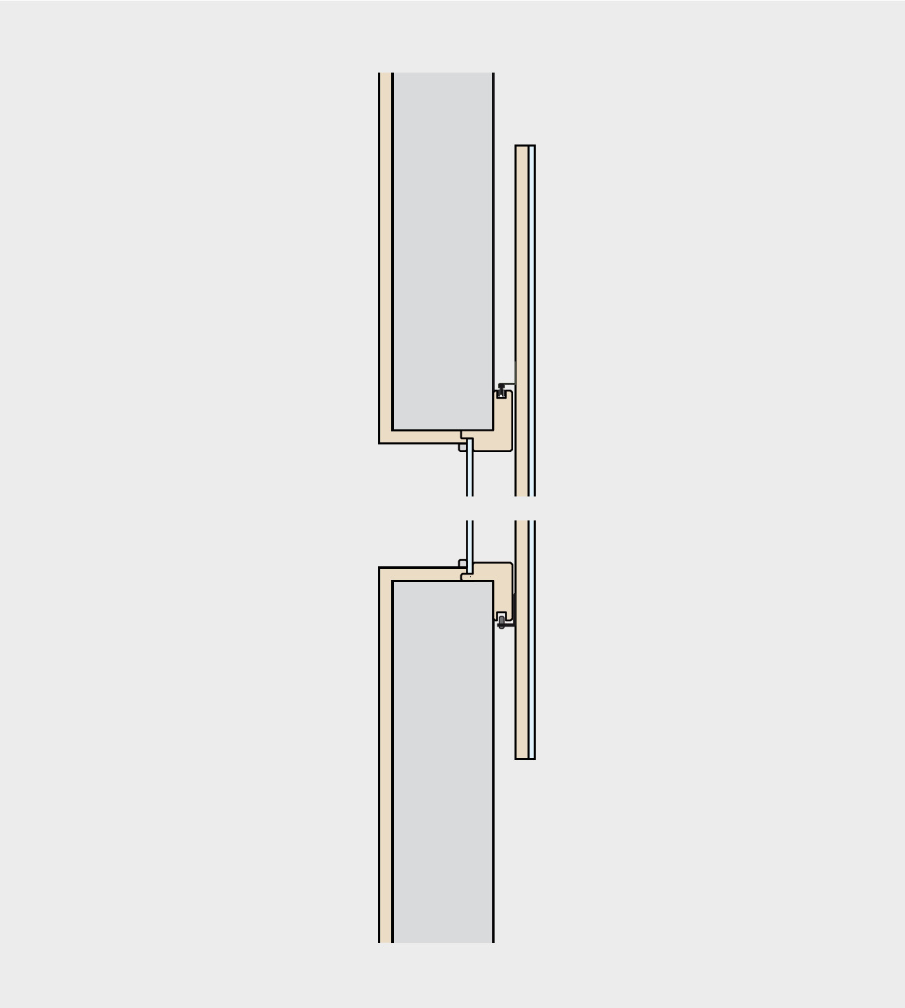 Sectional drawing of sliding mirror