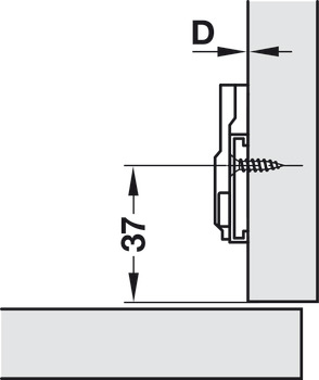 Kreuzmontageplatte, Häfele Metalla 310 SM, mit Schnellmontage-Technik, Höhenverstellung ±2 mm über Exzenter, zum Schrauben mit Spanplattenschrauben