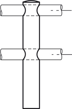 Relinghalter, Tablarreling-System, für 2 Relingstangen 6 mm, Mittelstütze