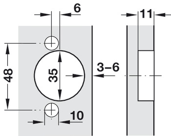 Topfscharnier, Häfele Metalla 510 A/SM 120°, für –45° Winkelanwendungen