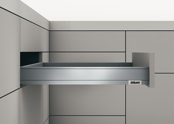 Drawer side runner system, Legrabox pure, drawer side height 66 mm, for system height N, with Tip-On cabinet rail