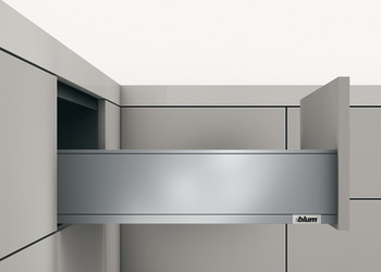 Drawer side runner system, Legrabox pure, drawer side height 128 mm, system height K, with Blumotion S cabinet rail, load bearing capacity: 40 kg