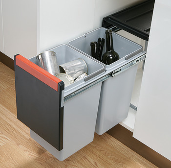 Two compartment waste bin, 2 x 15 litres, Franke Cube 30