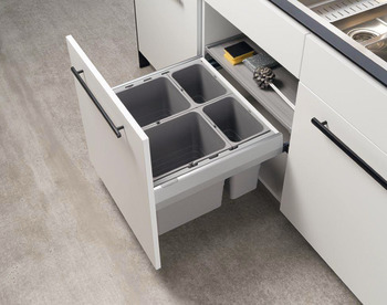 Two and three compartment waste bin, For Blum Tandembox XL, 2 x 25 litres / 2 x 35 litres / 3 x 25 litres / 3 x 35 litres