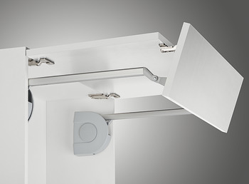 Double flap lift-up fitting, E-Senso+, for two-piece flaps with division 2:1