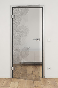 All-glass door, Laser engraving on GDG grey glass, customised