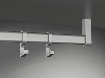 Top mounted support, Aluminium, for OVA wardrobe rail 30 x 14 mm