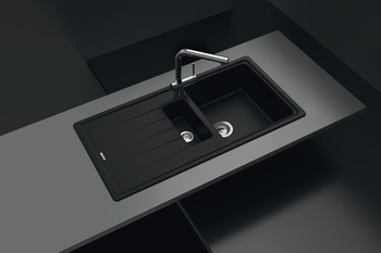 Sink, Häfele AS02B surface-mounted sink, with half bowl