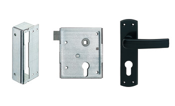 Rim lock, for hinged doors, profile cylinder, backset 60 mm