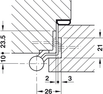 Drill-in hinge, For rebated interior doors
