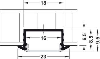 Profile for recess mounting, Häfele Loox5 profile 1105 for 8 mm LED strip  lights