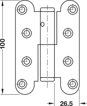 Drill-in hinge, Simonswerk QR 100, for flush interior doors up to 50/70 kg
