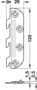 Bed connector, With cranked hook-in part and striking plate
