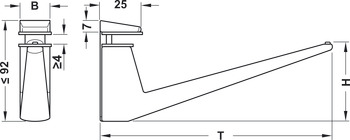 Shelf support with clamp, Design, for wood and glass