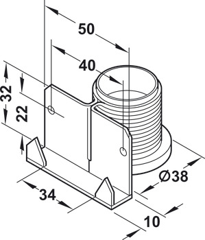 Plinth height adjuster, With supporting bracket, for screw fixing and knocking in