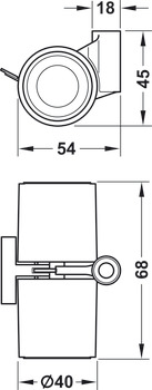Twin wheel castor, Load bearing capacity 35 kg