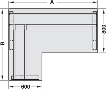 Idea C complete set, 90° corner, depth 600/800 mm, desking system