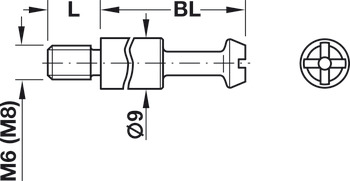 Connecting bolt, S35, Maxifix system, with M6 or M8 thread