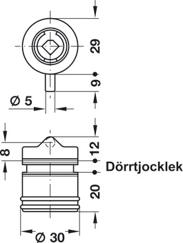 Glass door pin lock, Häfele Symo, for screw fixing