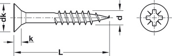 Chipboard screw, Hospa, countersunk head, partially threaded, steel, zinc plated