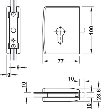 Deadbolt lock, with round bolt, for glass sliding doors