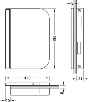 Glass door strike patch, GHP 103, Startec