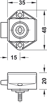 Deadbolt rim lock, Push-Lock Mini, backset 15 mm