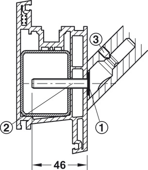 Mounting set, Metal and plastic doors, one-sided installation (concealed) with self-tapping special screw
