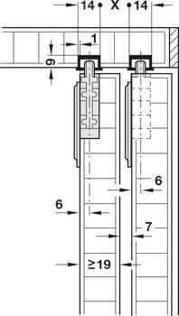 Sliding door fitting, HAWA Miniroll 15, set