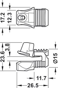 Rear panel connector, Ixconnect RPC S 15/25, for screw fixing from the front