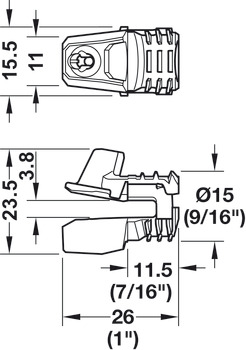 Rear panel connector, Ixconnect RPC S 15/25, for screw fixing from the front