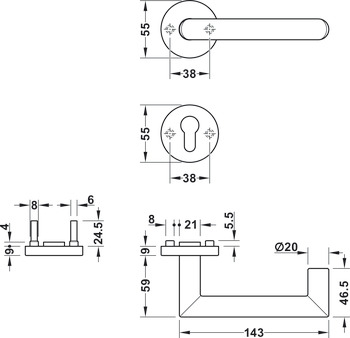 Door handle set, Aluminium, Startec, PDH5206, rose/escutcheon
