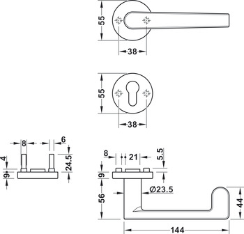Door handle set, Aluminium, Startec, PDH5234, rose/escutcheon