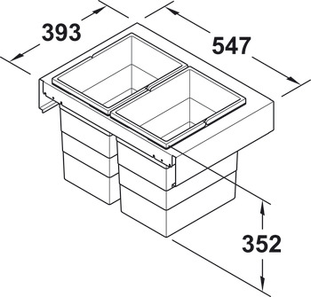 Two compartment waste bin, Hailo Zargen-Cargo Legrabox 3670-52