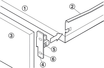 Single-walled drawer side runner, Blum Metabox, drawer side for screw fixing to shelves, rear panel for screw fixing