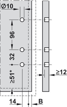front fixing brackets, height C, for Blum Legrabox drawer