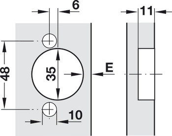 Concealed hinge, Häfele Duomatic 94°, for 24° corner applications
