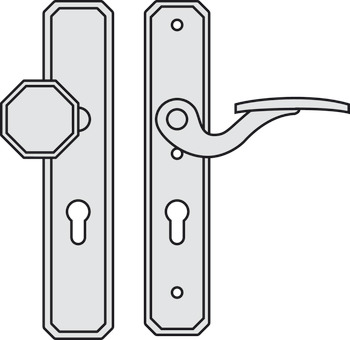 Security door handles, Scheitter, steel/brass, Si-K291/12/194