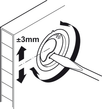 Cabinet hanger, For mounting in drilled hole, with height adjustment