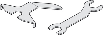 Disassembly set, with disassembly key and open-ended spanner