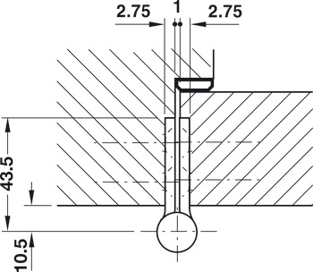 Drill-in hinge, Simonswerk Q 1, for flush interior doors up to 90/120 kg