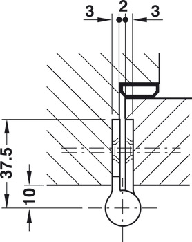 Drill-in hinge, For flush interior doors