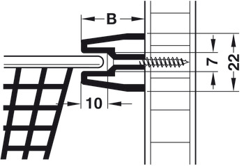 Guide rail, for wire baskets with gliding edge, plastic, guide rails