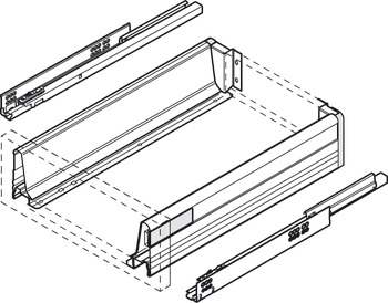 Compartment system sets, Blum Orga-Line, Tandembox, for drawers system height M, drawer side height 83 mm