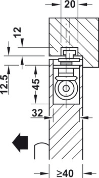 Door closer, Boxer, EN 2–4, concealed, with 4 mm extended pivot, Geze