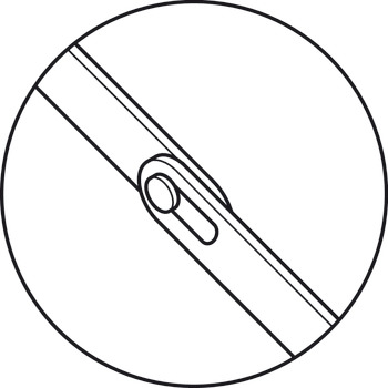 Flap stay, for wooden flaps, with slotted guide in joint